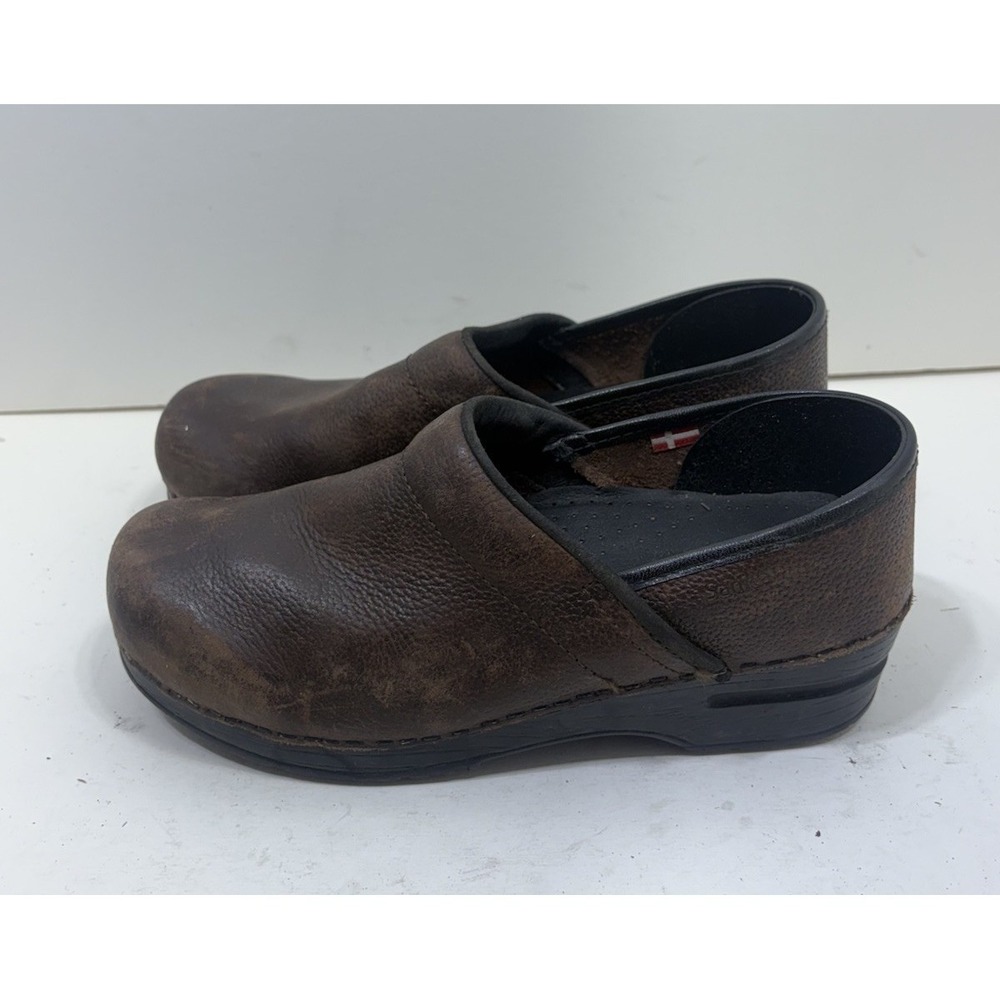Sanita Distressed Brown Leather Clogs Slip On Nursing Work Shoes Comfort: 38